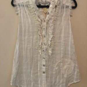 White Sheer Ruffle Top